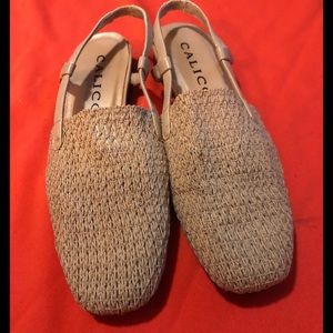 Beige calico sandals